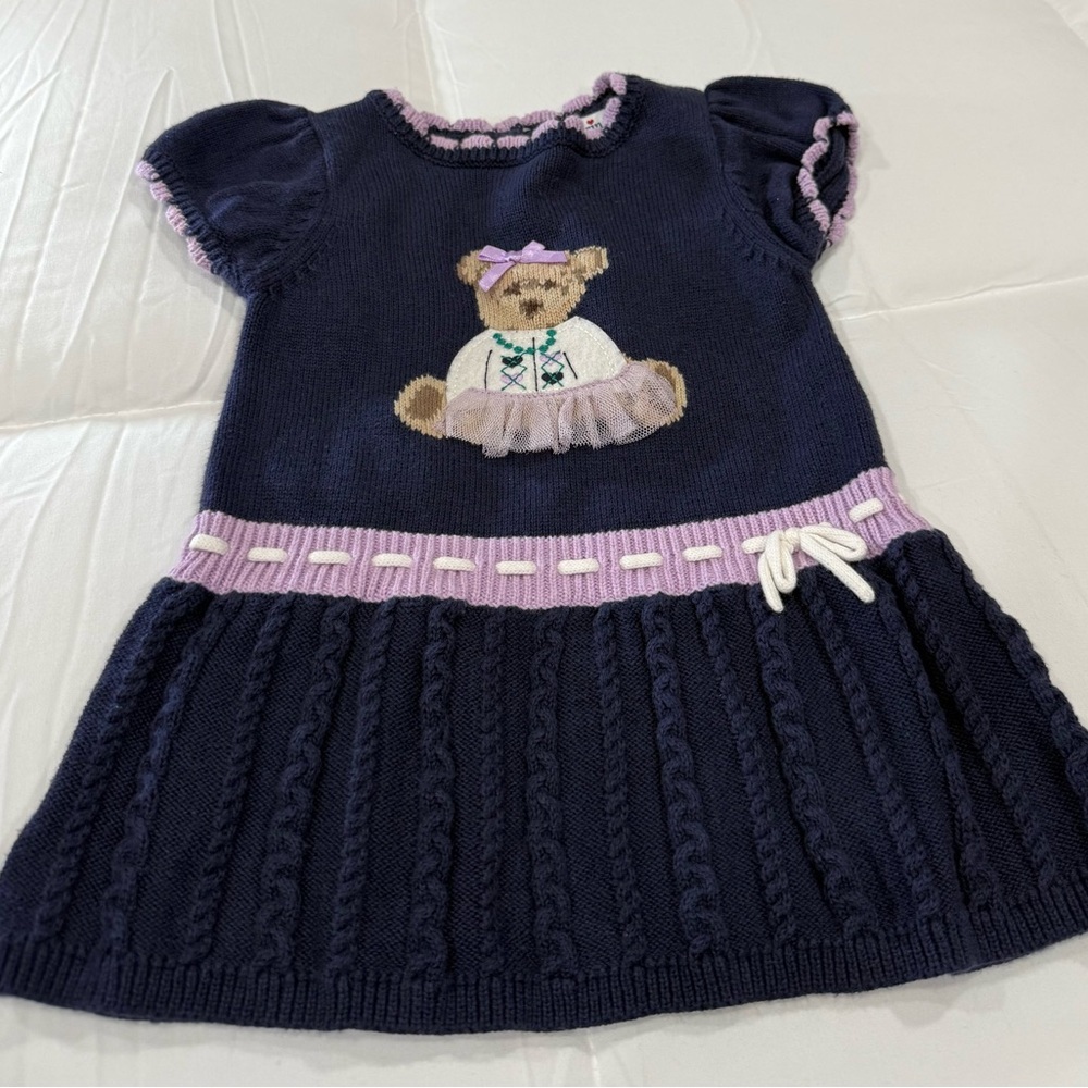 Hartstrings Navy and Lavender Bear Dress